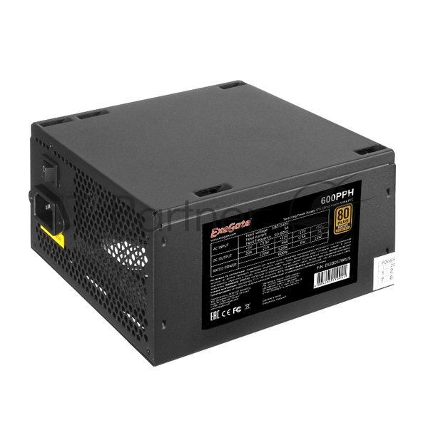 Блок питания ExeGate 600PPH-OEM (EX280578RUS-OEM), 600Вт, 80 PLUS Bronze, 120мм, черный