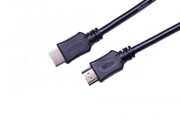 Кабель HDMI C-HM-HM-5M Wize, 5 м, v.2.0, 19M/19M, позол.разъемы, экран, черный, пакет