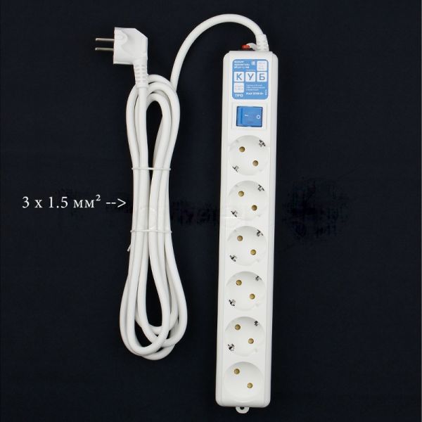 Фильтр-удлинитель Power Cube PRO SPL6-16-P-3М, 3,0 м, LC контур, 16А/3,5кВт 3*1,5мм