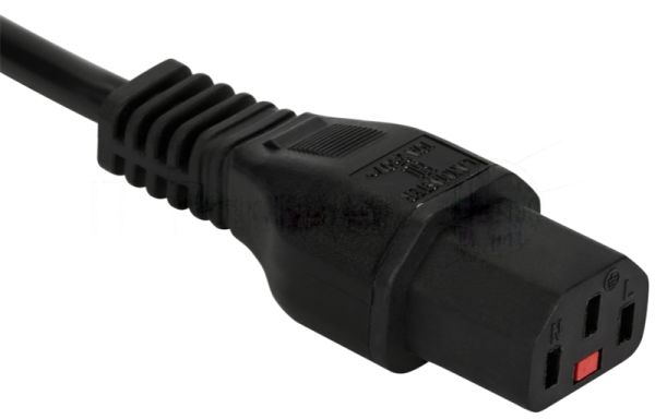 Шнур питания LANMASTER с блокировкой C13-Schuko прямая, 3х0.75, 220В, 10А, черный, 3 м.