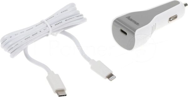 Комплект зарядное устройство Hama H-183317 3A PD для Apple кабель Apple Lightning/Type-C белый