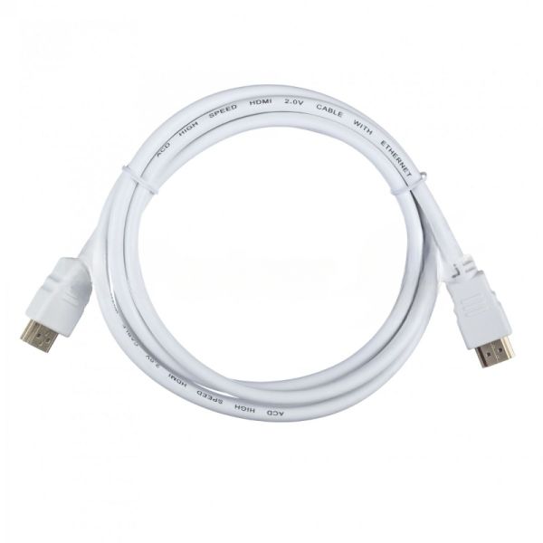 Кабель ACD-DHHM2-18W ACD-DHHM2-18W HDMI 2.0, Golden Plated,19m/19m, белый, 1.8м