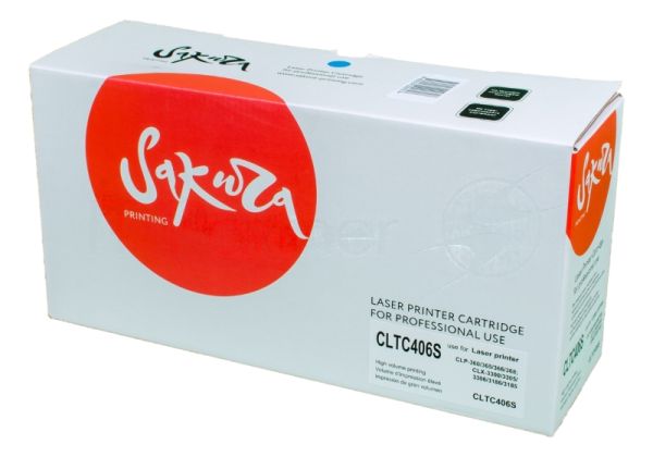 Картридж лазерный Sakura CLTC406S для Samsung CLP-360/365/365w, CLX-3300/3305/3305w/3305Fw/3305FN, Xpress C410/460, синий, 1000 к.