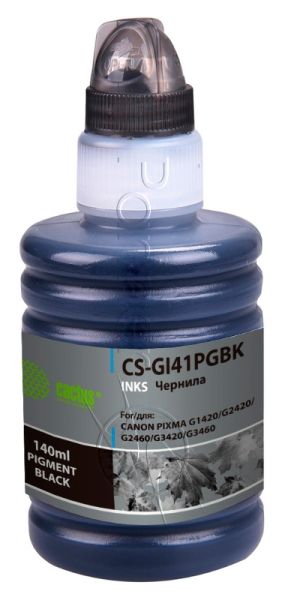 Чернила Cactus CS-GI41PGbK черный140мл для Canon PIXMA G1420/G2420/G2460/G3420/G3460