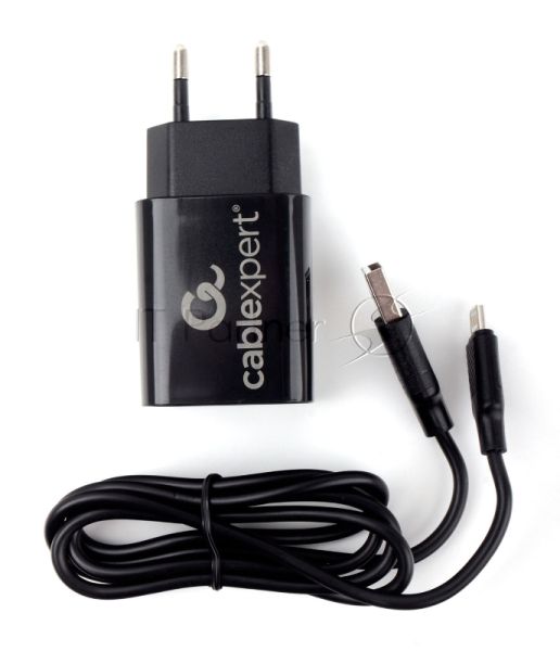 Сетевое зарядное устройство Cablexpert MP3A-PC-36 USB 2 порта, 2.4A, черный + кабель 1м lightning