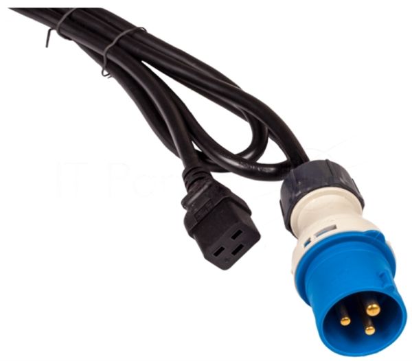 Шнур питания LANMASTER C19-I309 Male, 3х2.5, 220В, 16А, черный, 2.5 м.