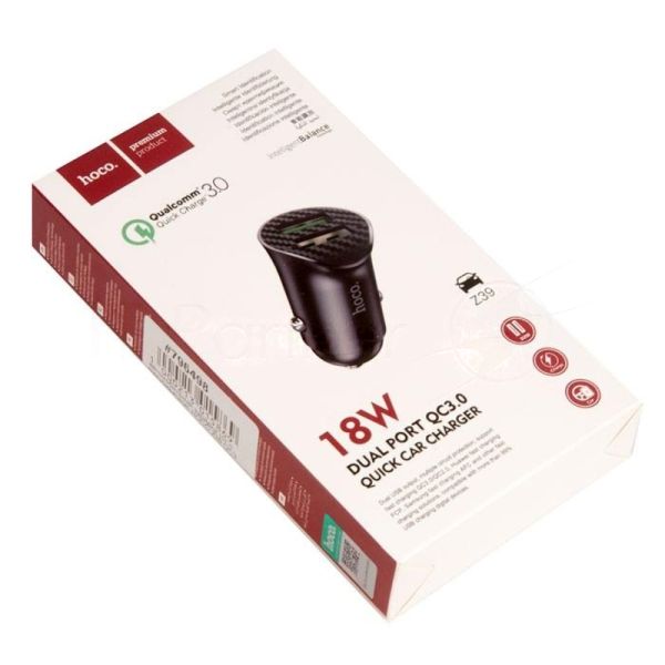 Авто ЗУ/QC 3.0/2 USB/HOCO HC-35027 Z39/Выход: 5V_9V_12V, 18W/черный