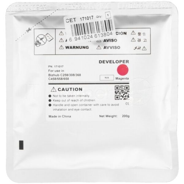 Девелопер для KONICA MINOLTA Bizhub 308/368/C258/C308/C368 CET черный, 200г, 600000 стр., CET171015