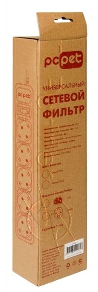 Сетевой фильтр PC Pet AP01006-E-GR 1.8м, 5 розеток, серый