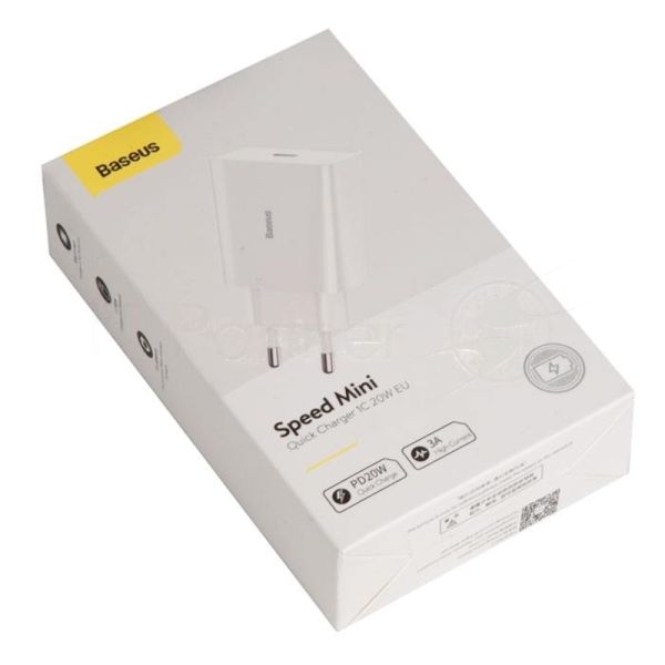 Сетевое зарядное устройство BASEUS Speed Mini, один порт Type-C, 20W, 5V, 3.0A, белый