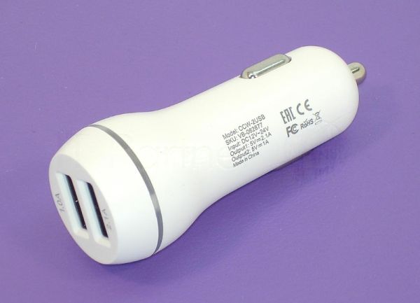 Автомобильное зарядное устройство AMPERIN CCW2USB USB 1 DC 5V/2.1A USB 2 5V/1A белый