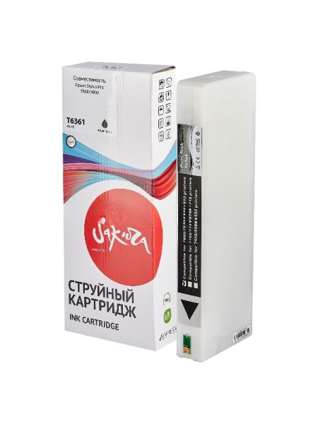 Картридж струйный Sakura C13T636100 (T6361 Photo Black) для Epson, фото-черный, 700 мл.
