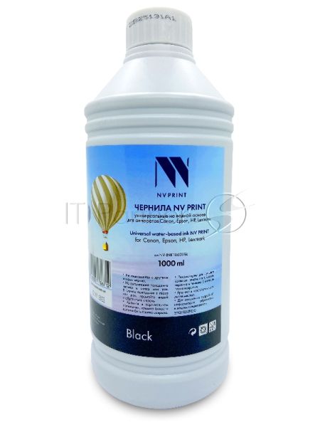 Чернила NVPRINT универсальные на водной основе NV-INK1000UBk для аппаратов Сanon/Epson/НР/Lexmark (1000 ml) черный