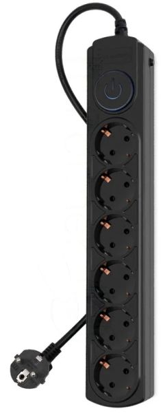 Сетевой фильтр Ippon BK-6-EU-3-10-B 3 м, 6 розеток, черный, коробка