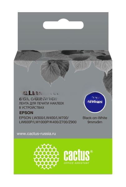 Картридж ленточный Cactus CS-LK3WBN черный шрифт, белый фон (9 мм, 9 м) для Epson LW300/LW400/LW700/LW600P/LW1000P/K400/Z700/Z900