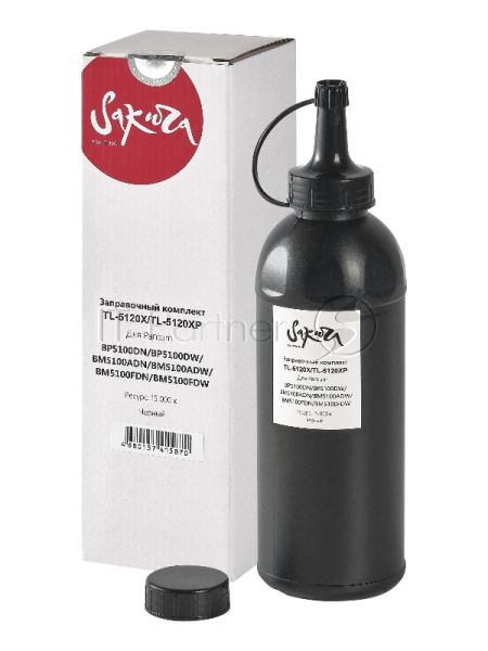 Заправочный комплект тонера с чипом Sakura ZKTN-5120X для Pantum, черный, 380гр.