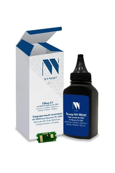 Заправочный комплект NVPrint для Kyocera ТK-1200 (M2235dn, M2735dn, M2835dw, P2335d, P2335dn, P2335dw), 125 гр, 3000 стр (тонер + чип)