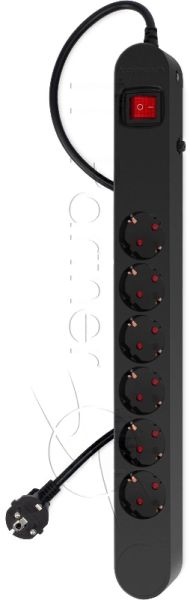 Сетевой фильтр Ippon NF-EU-3-16 3 м, 6 розеток, черный, коробка