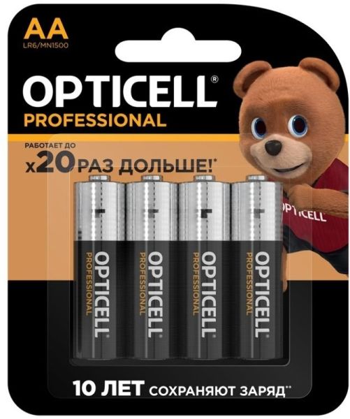 Элемент питания алкалиновый AA/LR6 (блист. 4шт) Professional Opticell 5052001