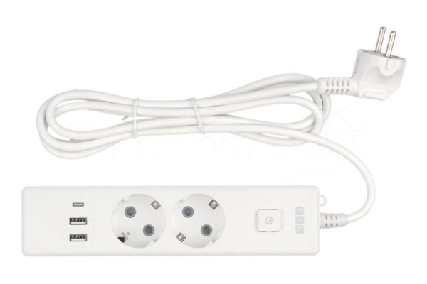 Бытовой удлинитель PowerCube, 2 р с/з вык.,3USB, 3500 Вт, 16А, 1.9 м, 3x1,0 (белый) PC-4-2M