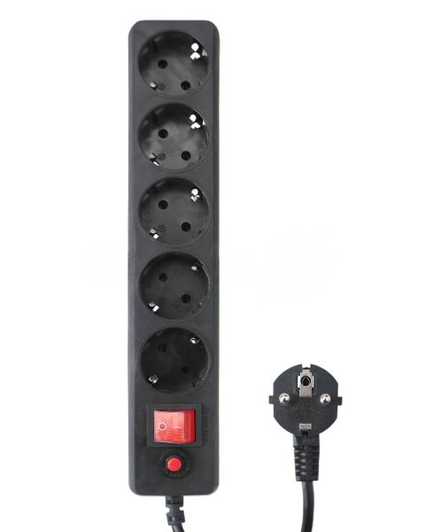 Сетевой фильтр Гарнизон EHLB-1, 5 р, 10А 1.8 м черный