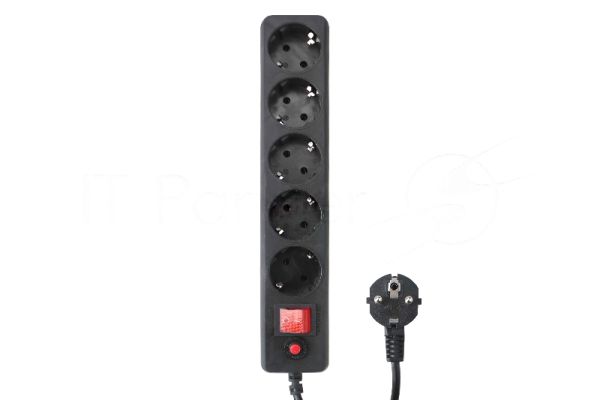 Сетевой фильтр Гарнизон EHLB-2, 5 р, 10А 3 м черный