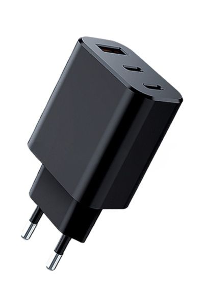 Сетевое зарядное устройство Qumo Energy GaN PD 30W (Charger 0073), три порта: 2х Type-C PD + USB-A QC3.0,черный