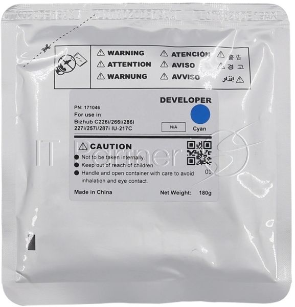 Девелопер CET IU-217C-Developer для KONICA MINOLTA Bizhub C227i/C257i/C287i Cyan, 180г, 90000 стр.