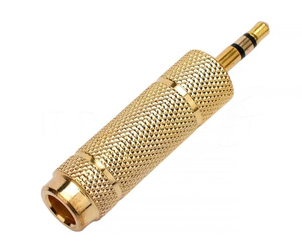 Аудио переходник Cablexpert A-35M-63F, Jack3.5(M) на Jack6.3(F) стерео, золотой, пакет