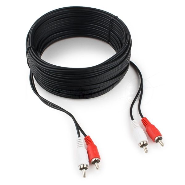 Кабель аудио Cablexpert CCA-2R2R-10M-N, 2xRCA/2xRCA, 10м, черный, пакет