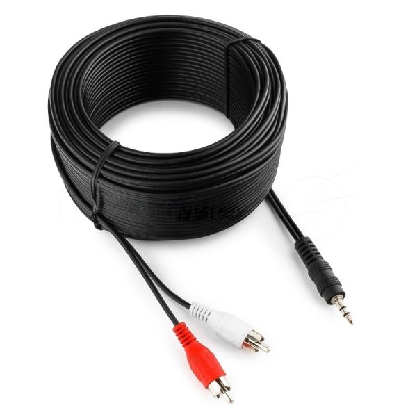 Кабель аудио Cablexpert CCA-458-20M-N, Jack 3.5(M)/2xRCA, 20м, черный, пакет