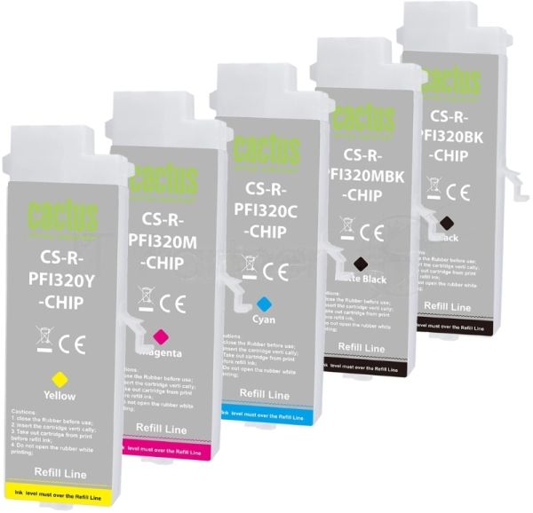 Картридж перезаправляемый струйный Cactus CS-R-PFI320SET-CHIP набор 5шт.упак.