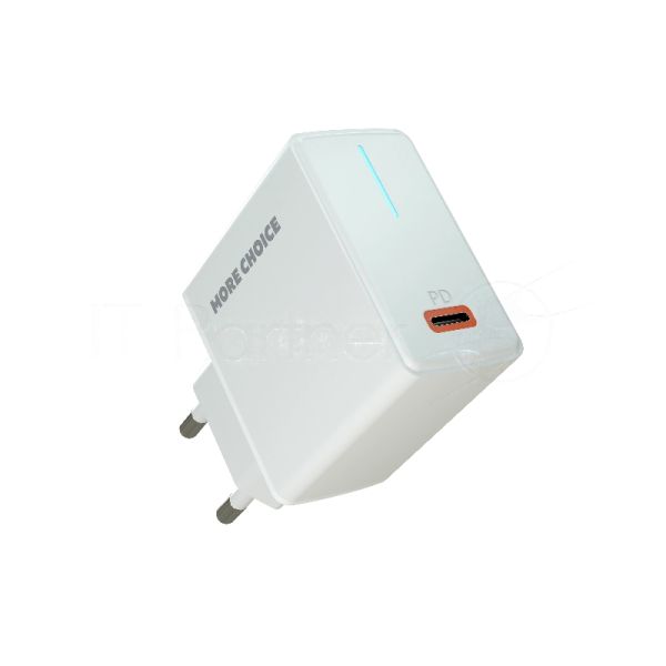 Сетевое зарядное устройство MORE CHOICE (4610196408632) NC60 1USB-C 3.0A PD 20W быстрая зарядка белый