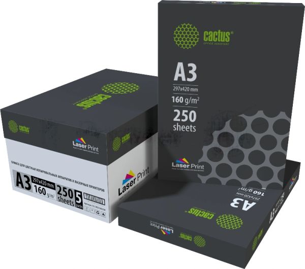 Бумага Cactus CS-LPA3160250 A3/160г/м2/250л./белый CIE170% для лазерной печати
