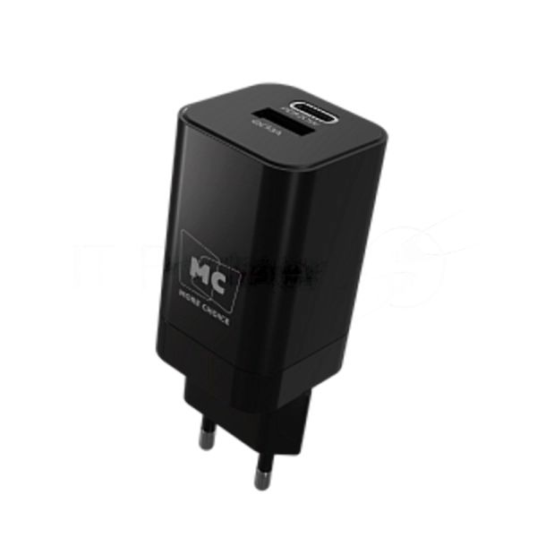 Сетевое зарядное устройство MORE CHOICE NC85 1USB+1Type-C 3.0A PD 20W+QC3.0, черный