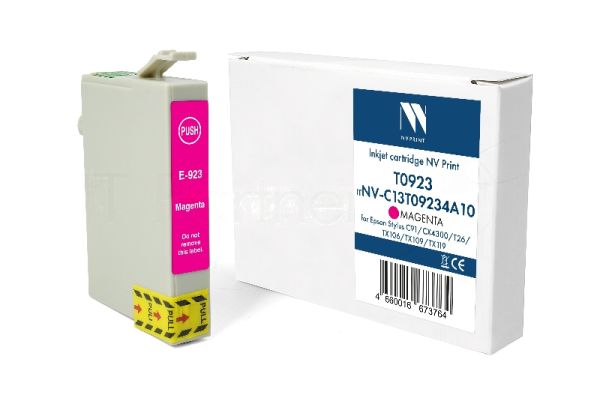 Картридж струйный NVPrint T0923 (NV-C13T09234A10) Magenta для Epson Stylus C91/CX4300/T26/TX106/TX109/TX119 (13.5 мл) совместимый