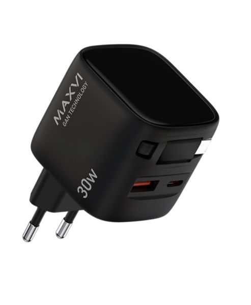 Сетевое зарядное устройство Maxvi SFC-330GN Type-C\USB 30W PD QC3.0 черный