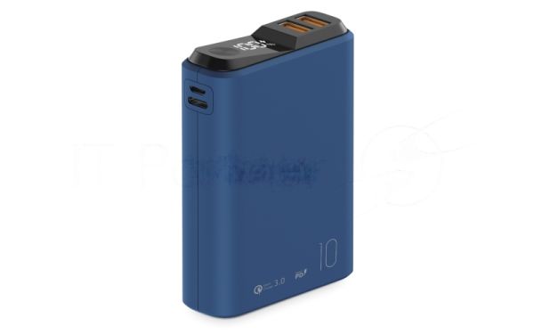 Портативный аккумулятор OLMIO QS-10, 10000mAh, 22.5W, QuickCharge3.0/PowerDelivery, LCD, темно-синий