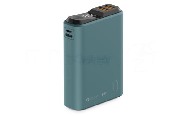 Портативный аккумулятор OLMIO QS-10, 10000mAh, 22.5W QuickCharge3.0/PowerDelivery, LCD, темно-зеленый