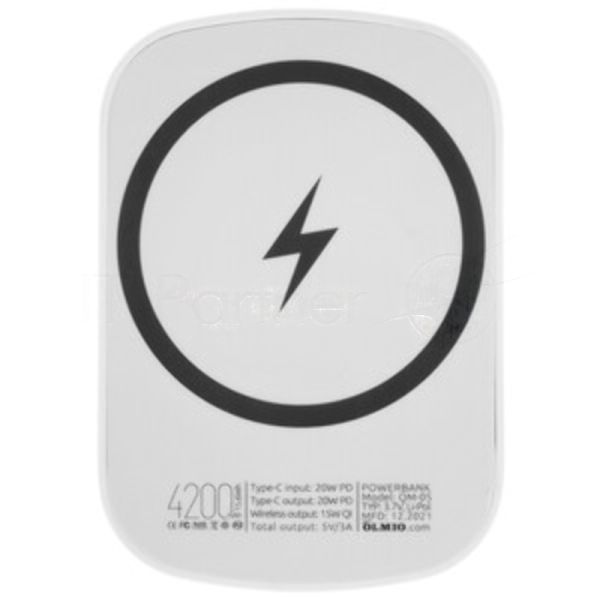Портативный аккумулятор OLMIO QM-05, 4200mAh, 20W PowerDelivery, 15W wireless, белый
