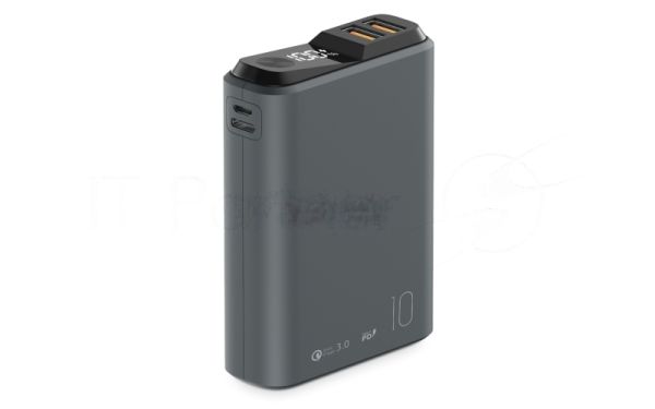 Портативный аккумулятор OLMIO QS-10, 10000mAh, 22.5W QuickCharge3.0/PowerDelivery, LCD, темно-серый