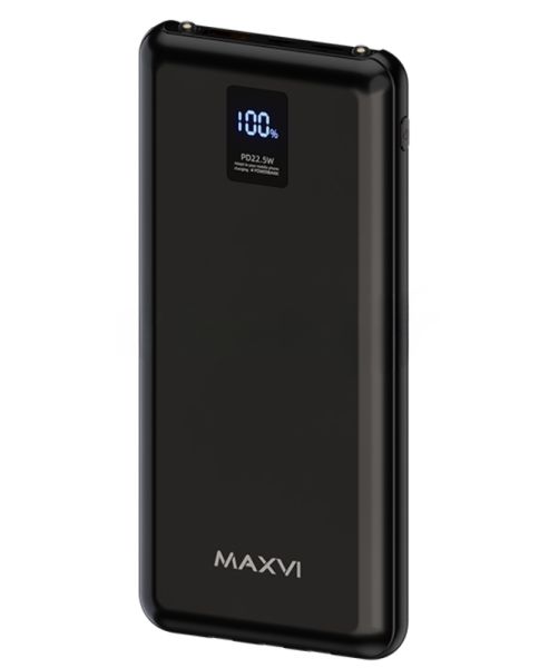 Внешний аккумулятор Maxvi PB10-11 10000 мАч черный 3A, встроенные кабели USB A/Type-C/Lightning
