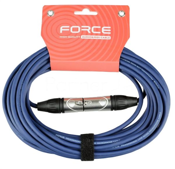 Кабель микрофонный FORCE FMC-05/10 BLXLR (M) - XLR (F), высококачественный балансный, малошумящий с проводниками из безкислородной меди OFC, диаметр 6 мм, профессиональные металлические разъемы, длина 10 м, цвет синий