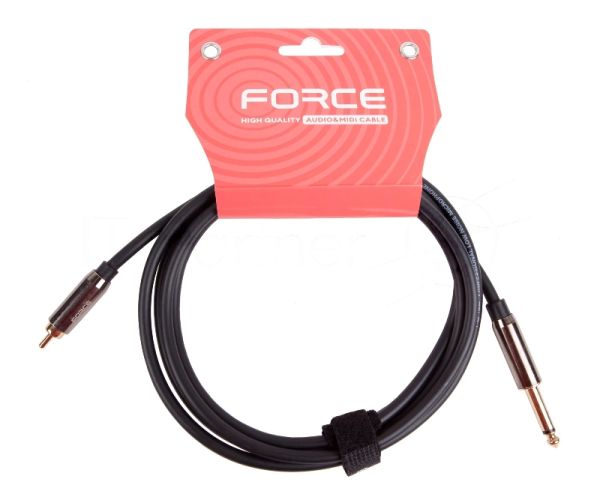 Кабель аудио FORCE FLC-09/21/4" TS Jack - RCA, высококачественный моно, используется для подключения студийных мониторов к аудио интерфейсам, диаметр 6 мм, металлические корпуса, позолоченные разъемы, длина 2 м