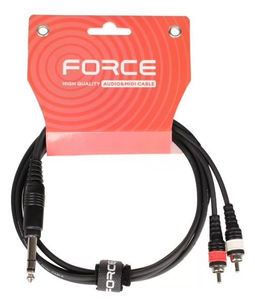 Кабель аудио FORCE FLC-27/1.51/4" TRS Jack (M) - 2xRCA (M), стерео, используется для коммутации аудио устройств, диаметр кабеля 4,8 мм, длина 1,5 м