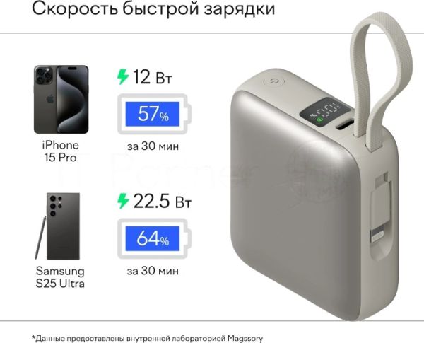 Мобильный аккумулятор Magssory PBN005 10000mAh 22.5W 3A USB-C титановый