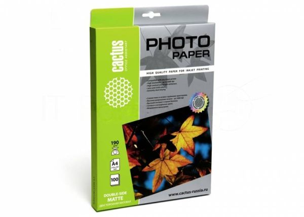 Фотобумага Cactus CS-MA4190100DS матовая двусторонняя A4 190 г/м2 100 листов