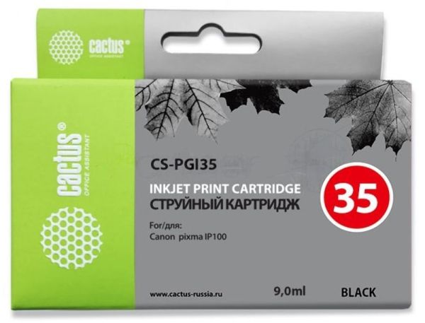 Картридж струйный Cactus CS-PGI35 черный (9 мл) для Canon iP100