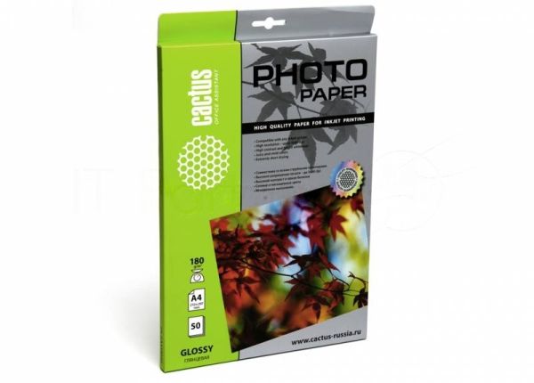 Фотобумага Cactus CS-GA418050 A4/180г/м2/50л. глянцевая для струйной печати