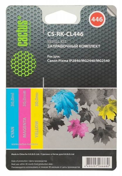 Заправочный набор Cactus CS-RK-CL446 многоцветный для Canon Pixma MG2440/MG2541 (3x30мл)